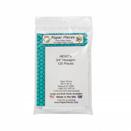 Paper Piece Hexagon Pack 3/4in 125pc